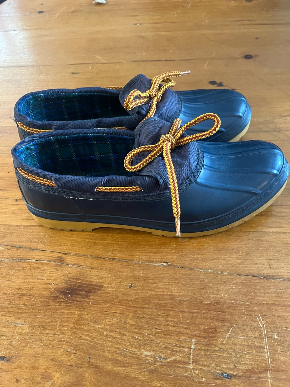Vintage Kamik Made in Canada Rubber and Nylon Flannel-Lined Navy Blue Duck Shoes - Picture 4 of 10